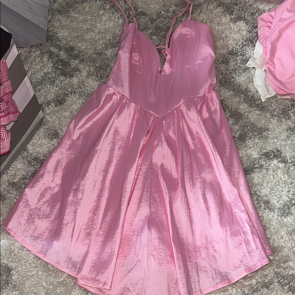 Lucy in the sky: Pink Satin Mini Dress